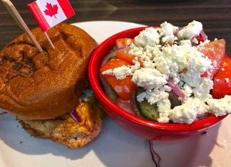 The Canadian Brewhouse Cajun Chicken Burger Greek Salad Canadian Brewhouse Moose Jaw